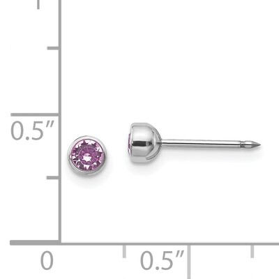 4mm June Crystal Bezel Earrings 14k White Gold 456E, MPN: 456E,