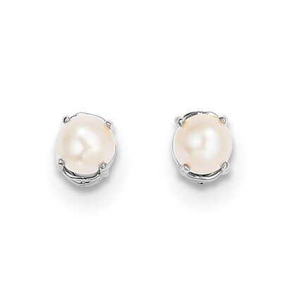 4.5mm Round June Fresh Water Cultured Pearl Post Earrings 14k white Gold XBE306, MPN: XBE306, 19110…