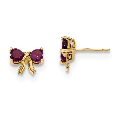 Rhodolite Bow Post Earrings 14k Gold Polished XBS526, MPN: XBS526, 191101168413