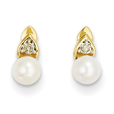 Diamond &amp; Cultured Pearl Earrings 14k Gold XBS274, MPN: XBS274, 883957413709
