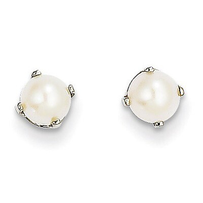 5mm Cultured Pearl Stud Earrings 14k White Gold XBE240, MPN: XBE240, 883957217260