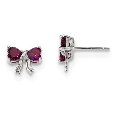 Rhodolite Bow Post Earrings 14k white Gold Polished XBS562, MPN: XBS562, 191101168536