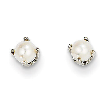 3mm Cultured Pearl Stud Earrings 14k White Gold XBE114, MPN: XBE114, 883957217086