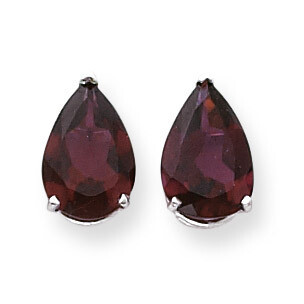 12x8mm Pear Rhodolite Garnet Earrings 14k White Gold XE84WRG, MPN: XE84WRG, 883957225487