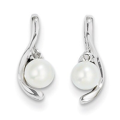 Cultured Pearl Diamond Earring 14k White Gold Genuine XBS382, MPN: XBS382, 883957413815