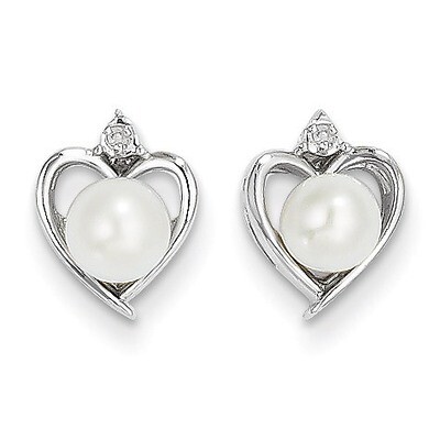 Cultured Pearl Diamond Earring 14k White Gold Genuine XBS454, MPN: XBS454, 883957374673
