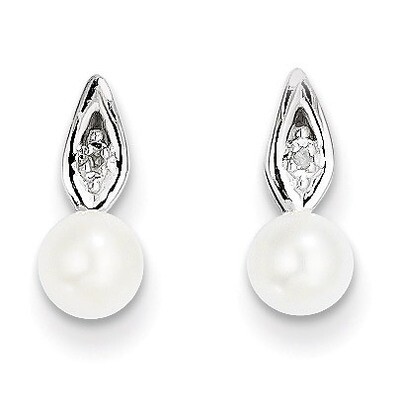 Cultured Pearl Diamond Earring 14k White Gold Genuine XBS310, MPN: XBS310, 883957569062