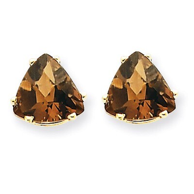 8mm Trillion Smokey Quartz Earrings 14k Gold XE96SQ, MPN: XE96SQ, 883957110387