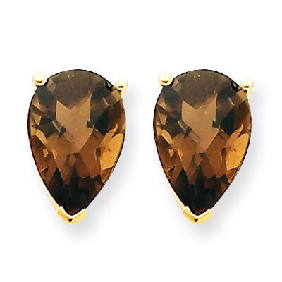 10x7 Pear Smokey Quartz Earrings 14k Gold XE83CQ, MPN: XE83CQ, 883957104805