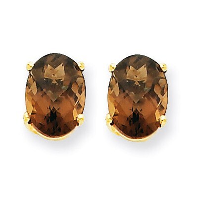 8x6 Oval Smokey Quartz Earrings 14k Gold XE88SQ, MPN: XE88SQ, 883957108285