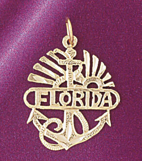 Dazzlers Jewelry Florida Pendant Necklace Charm Bracelet in Yellow, White or Rose Gold 5004, MPN: D…