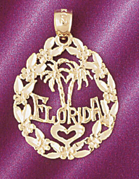 Dazzlers Jewelry Florida Pendant Necklace Charm Bracelet in Yellow, White or Rose Gold 5003, MPN: D…