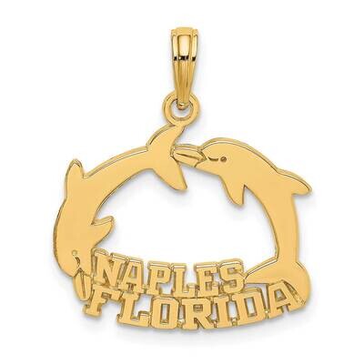 Naples Florida Under Jumping Dolphins Charm 14k Gold K8022, MPN: K8022, 637218133093