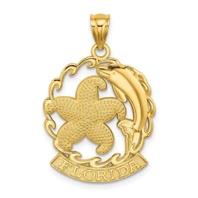 Florida Under Starfish Dolphin Wave Frame Charm 14k Gold K7589, MPN: K7589, 637218117321