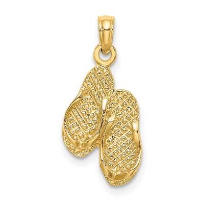 Destin Florida Double Flip-Flop Charm 14k Gold 3-D C3241, MPN: C3241,