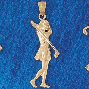Dazzlers Jewelry Golfer Pendant Necklace Charm Bracelet in Yellow, White or Rose Gold 3404, MPN: DZ…