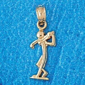Dazzlers Jewelry Golfer Pendant Necklace Charm Bracelet in Yellow, White or Rose Gold 3409, MPN: DZ…