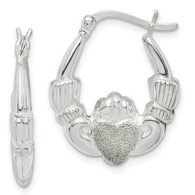 Laser Cut Claddagh Hoop Earrings Sterling Silver QE14157, MPN: QE14157, 883957934624