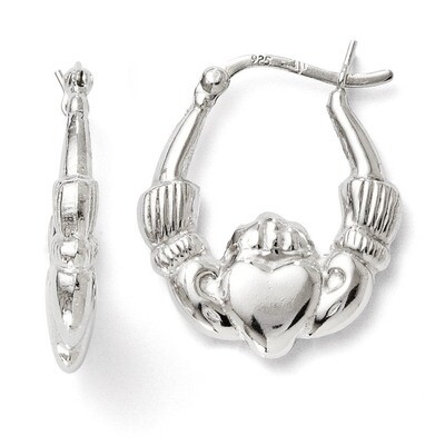 Leslie&#39;s Polished Claddagh Hinged Hoop Earrings - Sterling Silver HB-VB28, MPN: VB28, 883957544144