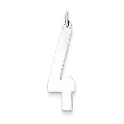 Number 4 Pendant Sterling Silver Elongated Polished QEL04, MPN: QEL04, 191101533686