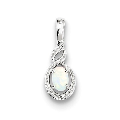 Opal &amp; Diamond October Pendant Sterling Silver QBPD18OCT, MPN: QBPD18OCT, 883957575803