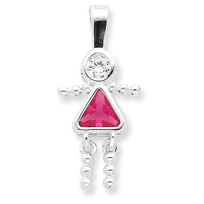 October Pink Girl Pendant Diamond Sterling Silver QC6714OCT, MPN: QC6714OCT, 716838194094