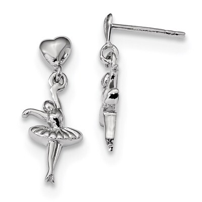 Ballerina Dangle Post Earrings Sterling Silver Rhodium-plated QE14017, MPN: QE14017, 886774090375