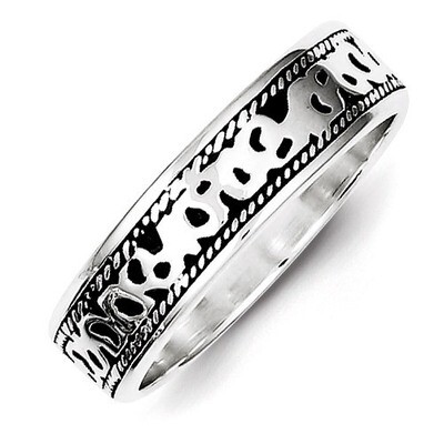 Antiqued Band Sterling Silver Fancy QR312-7, MPN: QR312-7, 883957250878