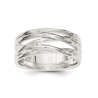 5 Band Intersecting Ring Sterling Silver Polished QR6079, MPN: QR6079, 191101784460