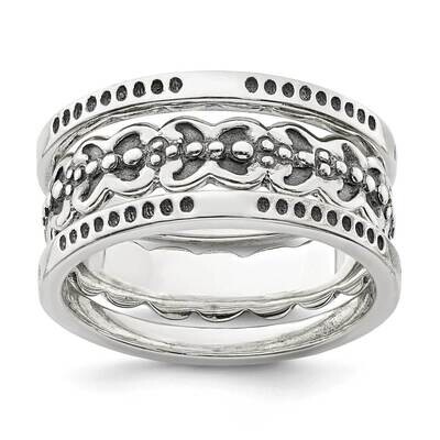 Three Piece Set Antiqued Bands Sterling Silver QR6907, MPN: QR6907, 886774098029