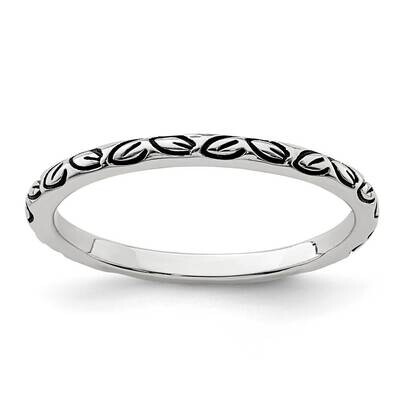 Antiqued Leaf Band Sterling Silver Rhodium-plated QR6917, MPN: QR6917, 883957733760