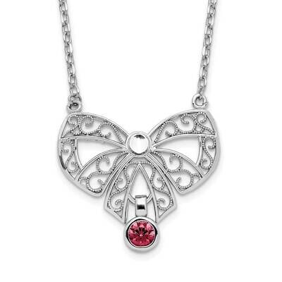 Jan. Bow CZ Diamond Birthstone Necklace 18 Inch Sterling Silver Rhodium-Plated Polished QG6131-18, …