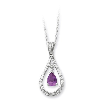 June Diamond Stone Never Forget Tear 18 Inch Birthstone Necklace Sterling Silver QSX185, MPN: QSX18…