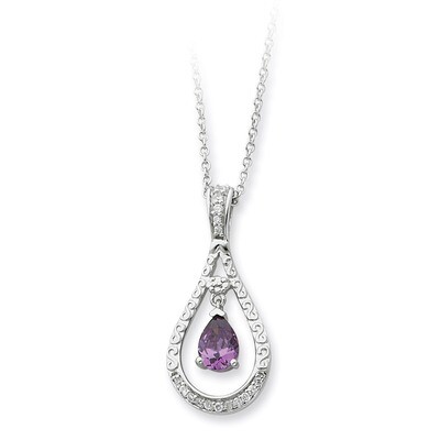 Feb. Diamond Stone Never Forget Tear 18 Inch Birthstone Necklace Sterling Silver QSX181, MPN: QSX18…