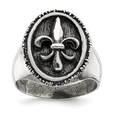 Fleur de Lis Ring Sterling Silver Antiqued QR6827, MPN: QR6827,