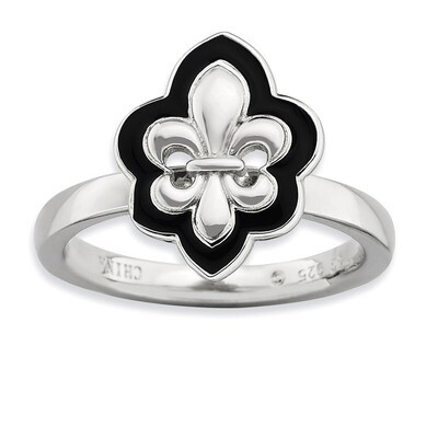 Enameled Fleur De Lis Ring - Sterling Silver Polished QSK575, MPN: QSK575, 886774218793
