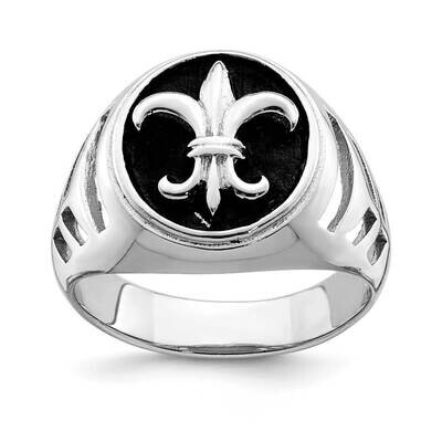 Antiqued Plated Fleur de lis Ring Sterling Silver Rhodium-plated QR6828, MPN: QR6828, 886774040523
