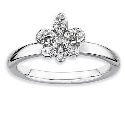 Fleur De Lis Diamond Ring - Sterling Silver QSK342, MPN: QSK342, 886774000107