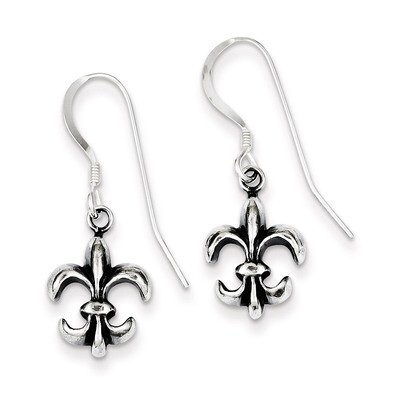 Fleur De Lis Earrings Antiqued Sterling Silver QE6927, MPN: QE6927, 886774760957