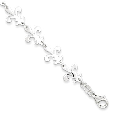 7.5 Inch Fleur De Lis Bracelet Sterling Silver Polished QG3004-7.5, MPN: QG3004-7.5, 191101296017