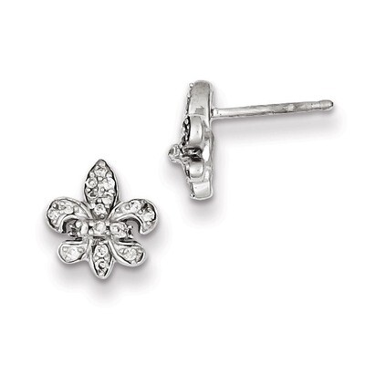 0.16ct Diamond Fleur de Lis Post Earrings Sterling Silver QE10612, MPN: QE10612, 883957599953