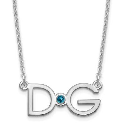 Large 2 Initial with Birthstone Necklace Sterling Silver Rhodium-plated XNA1252SS, MPN: XNA1252SS,