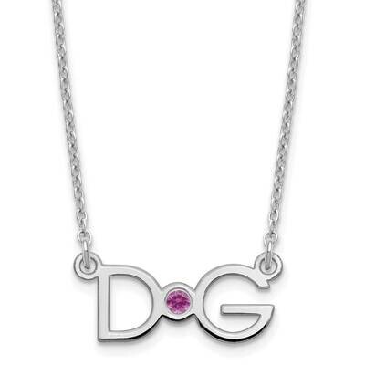 Medium 2 Initial with Birthstone Necklace Sterling Silver Rhodium-plated XNA1251SS, MPN: XNA1251SS,