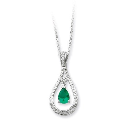 May Diamond Stone Never Forget Tear 18 Inch Birthstone Necklace Sterling Silver QSX184, MPN: QSX184…