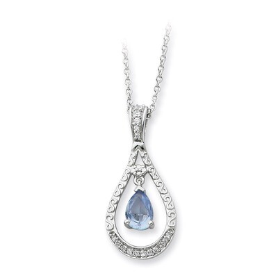Mar. Diamond Stone Never Forget Tear 18 Inch Birthstone Necklace Sterling Silver QSX182, MPN: QSX18…