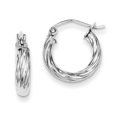 2.7x15mm Twisted Hoop Earrings Sterling Silver QE8356, MPN: QE8356, 883957529790
