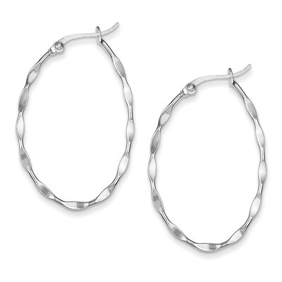 Twisted Oval Hoop Earrings Sterling Silver QE3778, MPN: QE3778, 883957927930