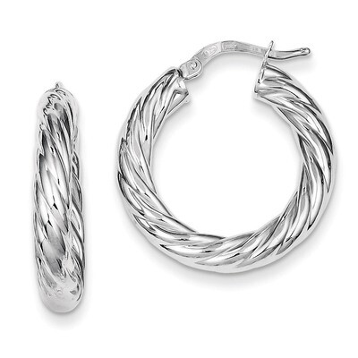 Twisted Hoop Earrings Sterling Silver Polished QE8359, MPN: QE8359, 883957559391