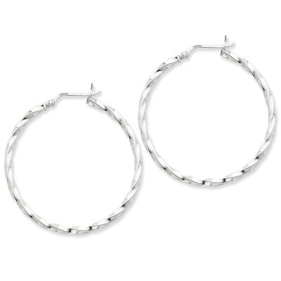 Twist 40mm Hoop Earrings Sterling Silver QE6755, MPN: QE6755, 883957578293