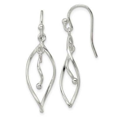 Twisted Fancy Dangle Earrings Sterling Silver Polished QE16066, MPN: QE16066, 196904151303